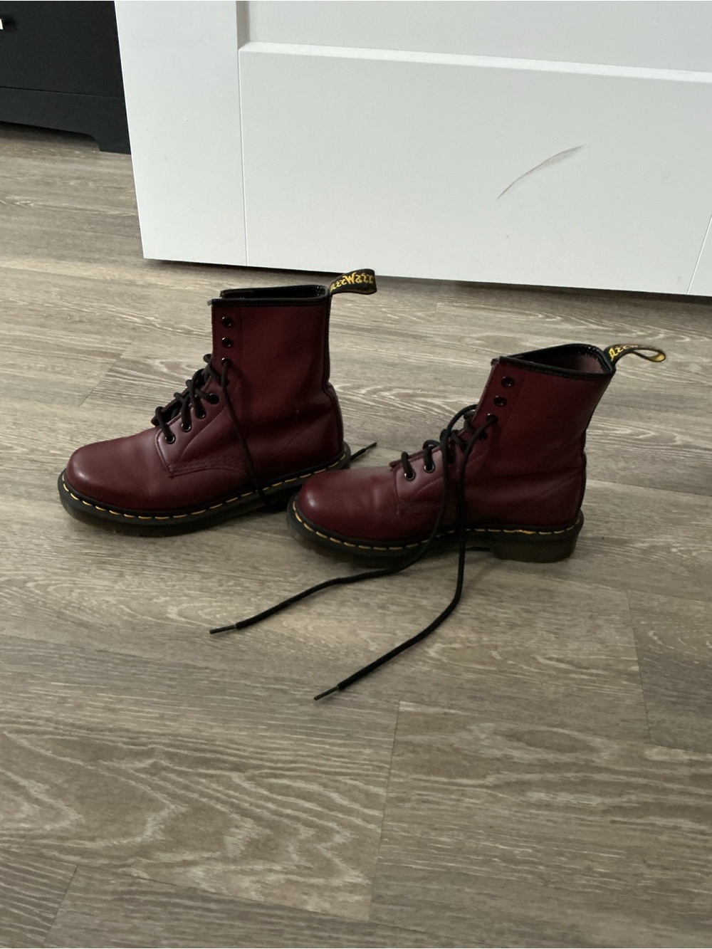 Dr. Martens Women's Burgundy Lace-Up Leather Boots